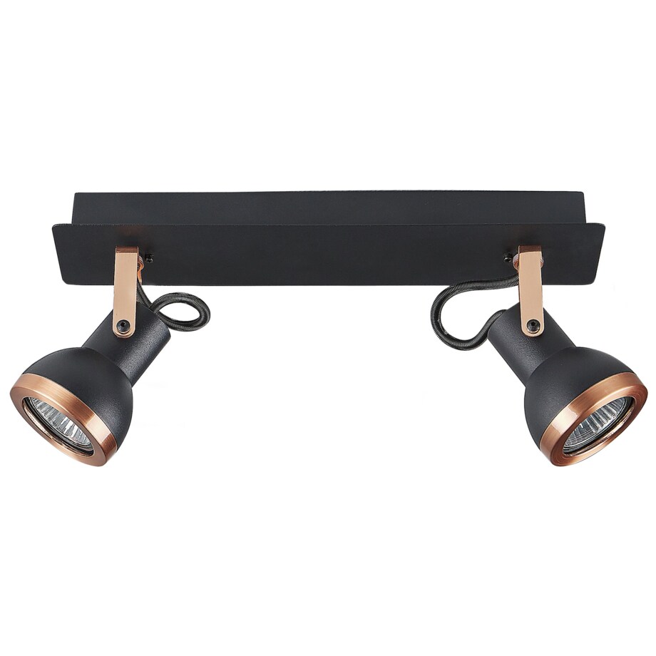 Lampa sufitowa 2-punktowa prostokątna metalowa czarna z miedzianym BARO
