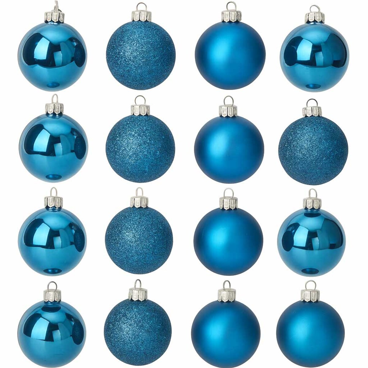 Szklane bombki świąteczne Ø
 8 cm, 16 szt., niebieskie