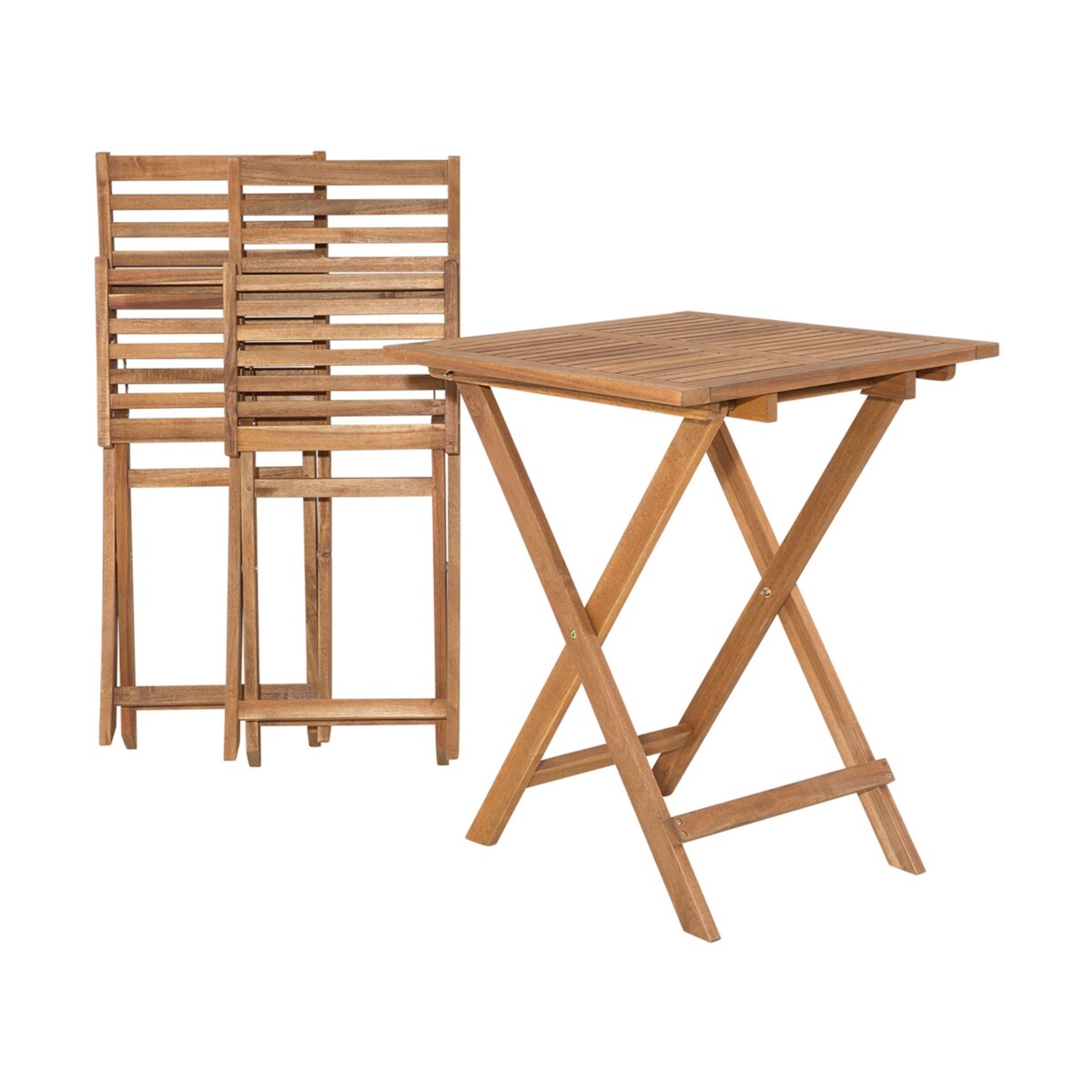 Zestaw mebli balkonowych drewniany jasny z poduszkami niebieskimi FIJI