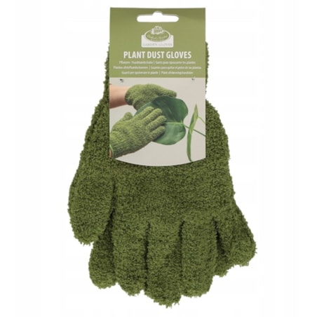 Rękawice do czyszczenia kwiatów roślin przeciwpyłowe mikrofibra zielona rozm.M ESCHERT DESIGN