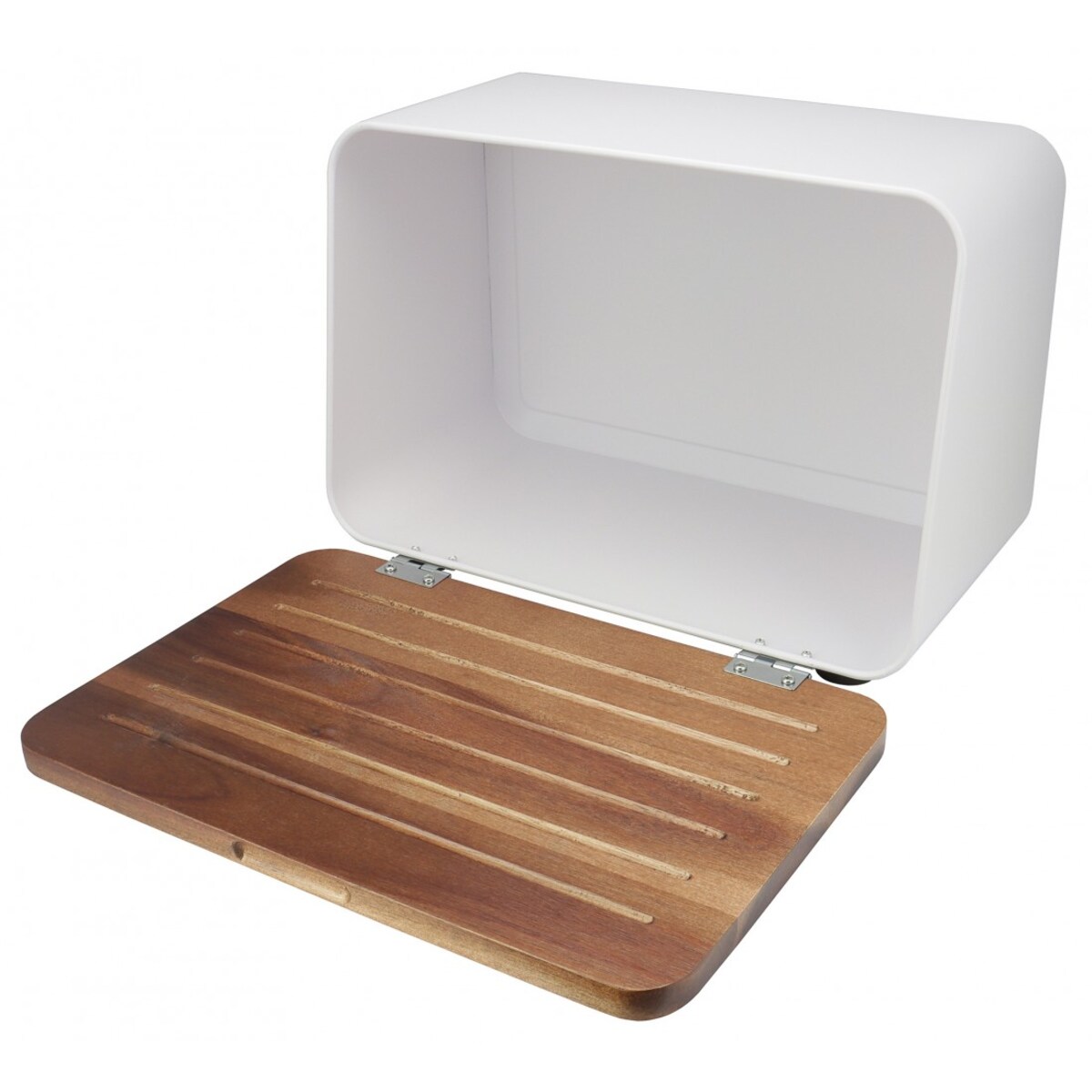 Chlebak ze stali lakierowanej z pokrywą z drewna akacjowego HUSLA