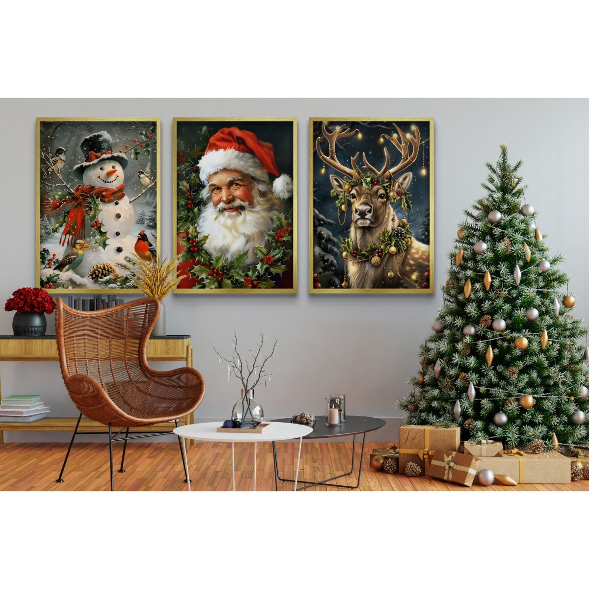 Obrazy na Boże Narodzenie Święta Plakaty w ramie na ścianę do salonu