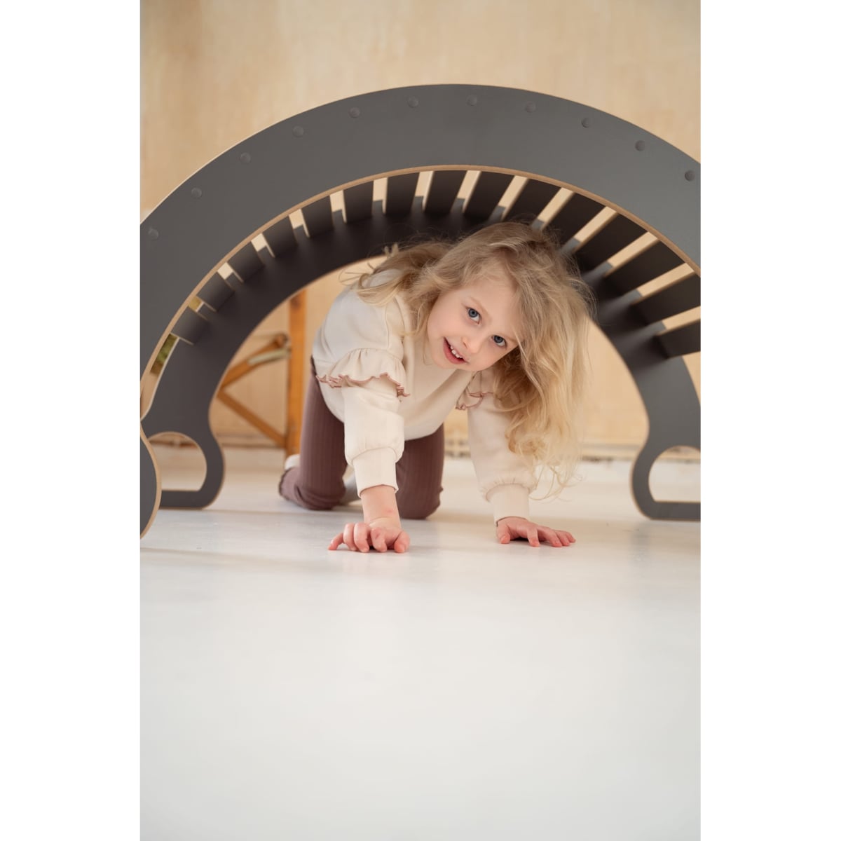 DUŻY bujak montessori + DUŻA zjeżdżalnia CHMURKI - szary