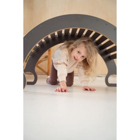 DUŻY bujak montessori + DUŻA zjeżdżalnia CHMURKI - szary