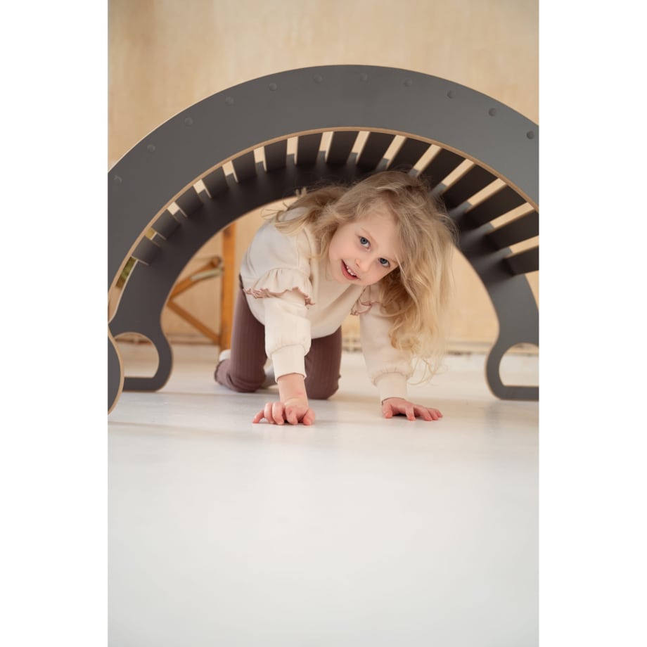 DUŻY bujak montessori + DUŻA zjeżdżalnia CHMURKI - szary