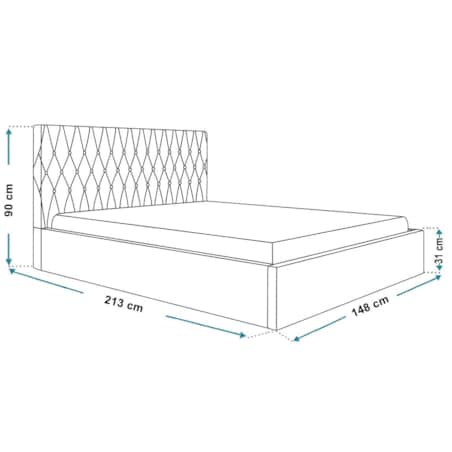 Łóżko tapicerowane 140x200 OLDO 3 z pojemnikiem, guziki kryształki-różowe