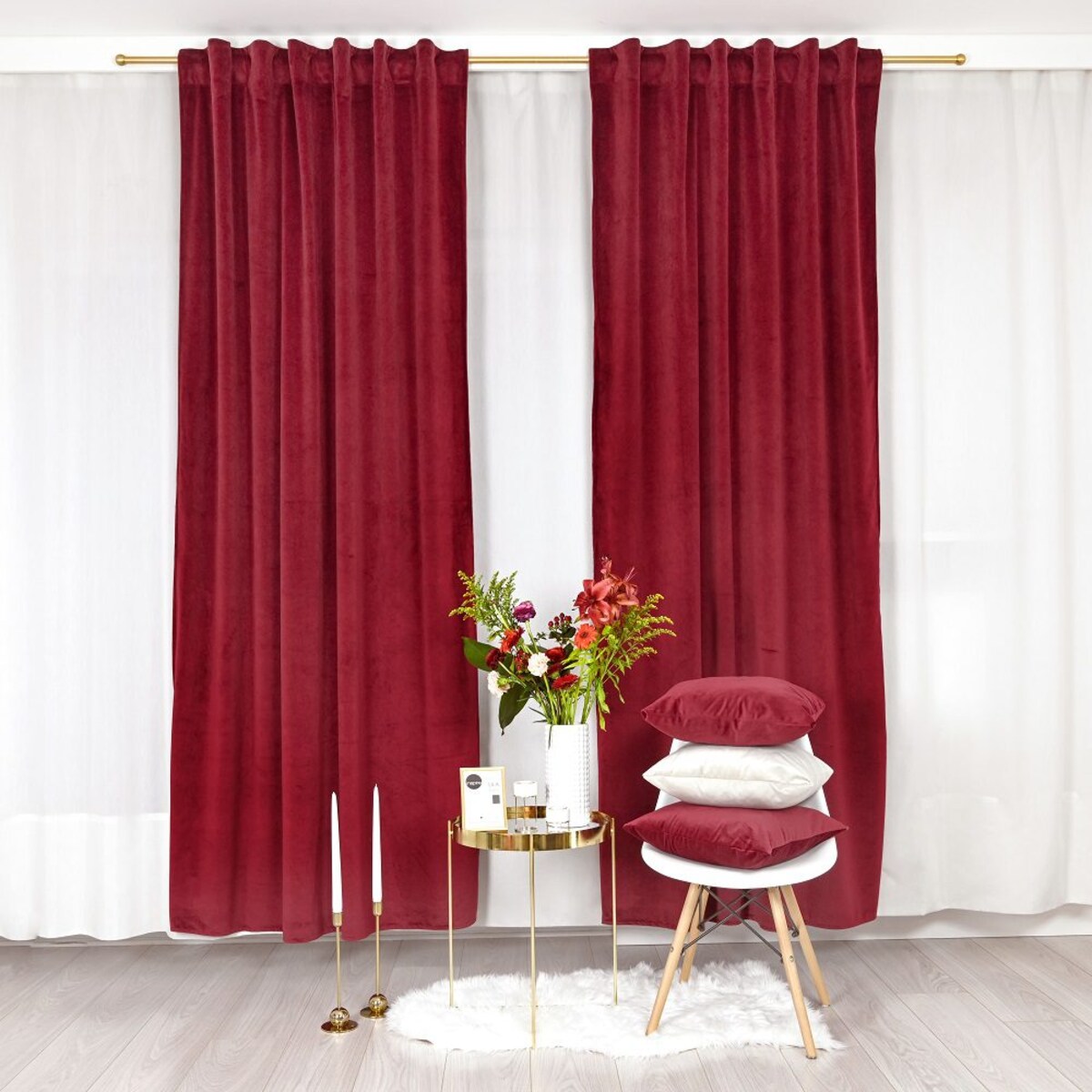 Zasłona 140x270 Werona w kolorze czerwonego wina