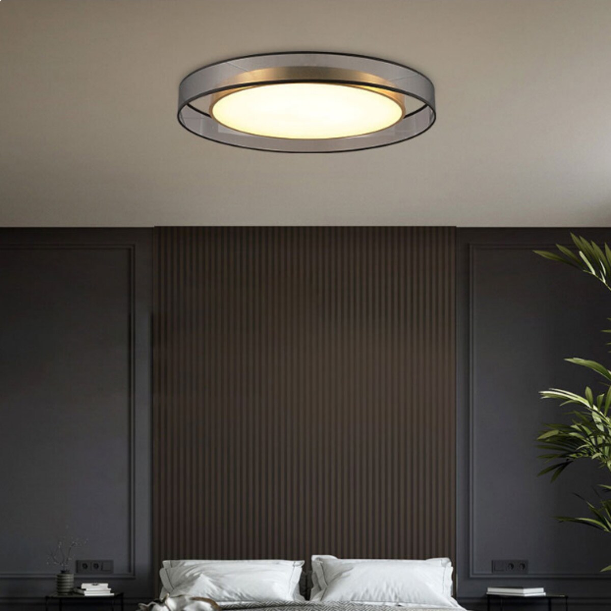 Okrągła lampa sufitowa Golden eye MDG60NW Abigali LED 60W 4000K srebrna mosiądz