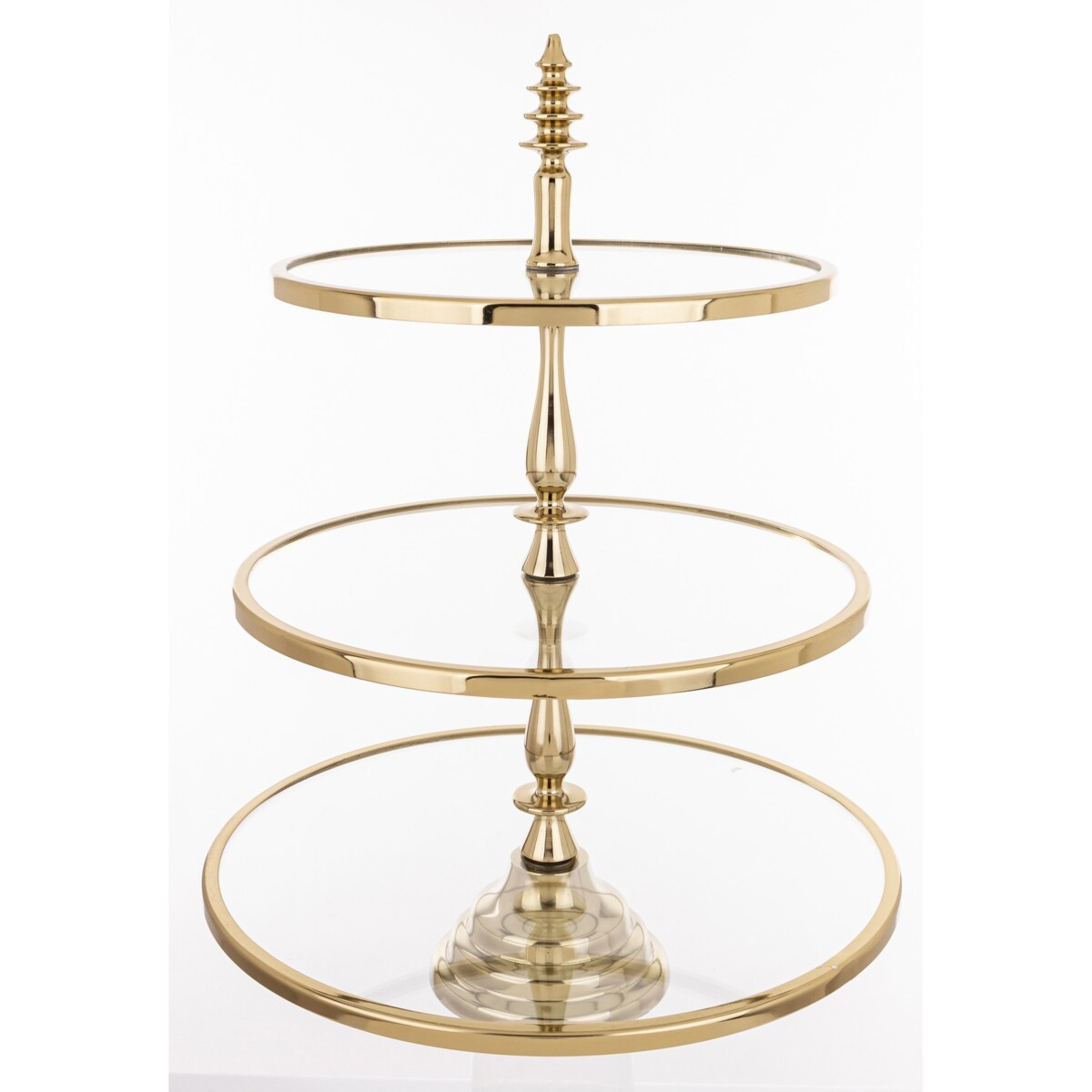 Patera szklana 3-poziomy 56x41x41 cm LONDA złota