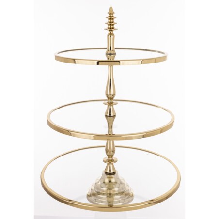 Patera szklana 3-poziomy 56x41x41 cm LONDA złota