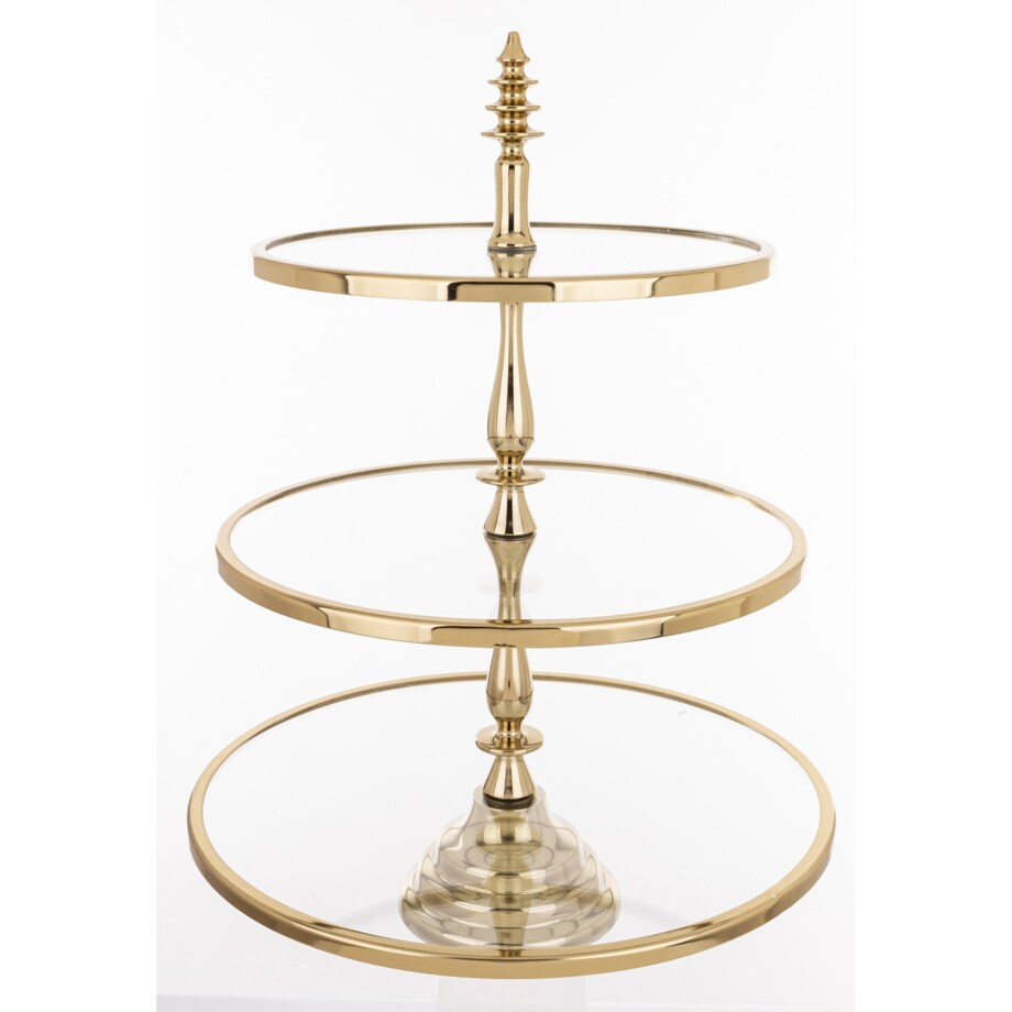 Patera szklana 3-poziomy 56x41x41 cm LONDA złota