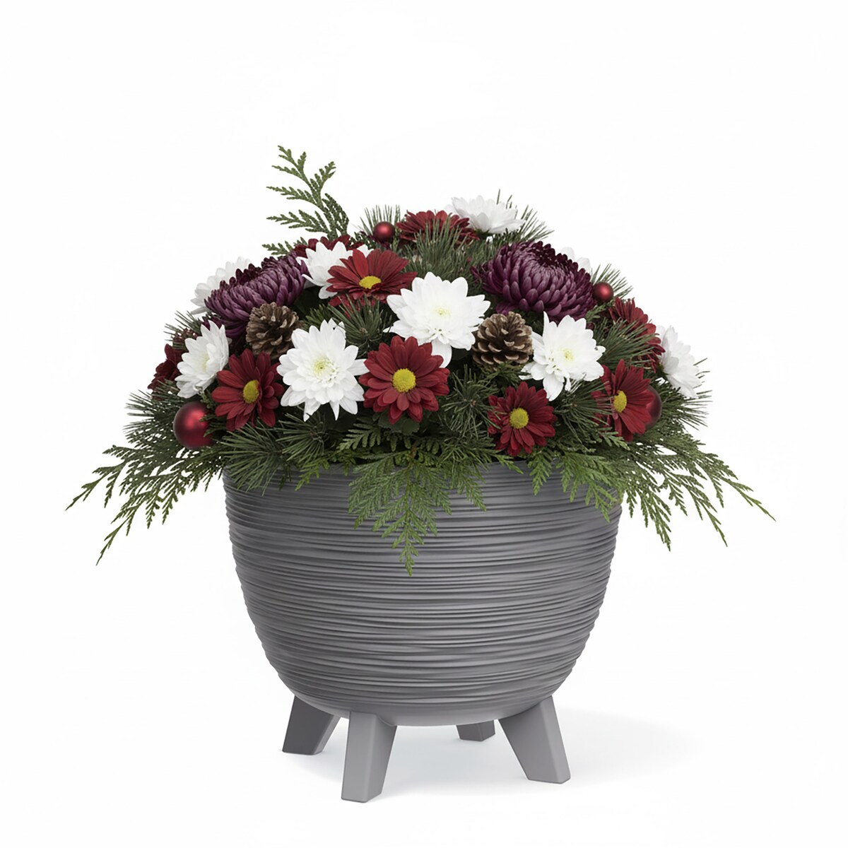 Donica Na Cmentarz Doniczka Na Nóżkach Na Wszystkich Świętych 29 Cm Szara