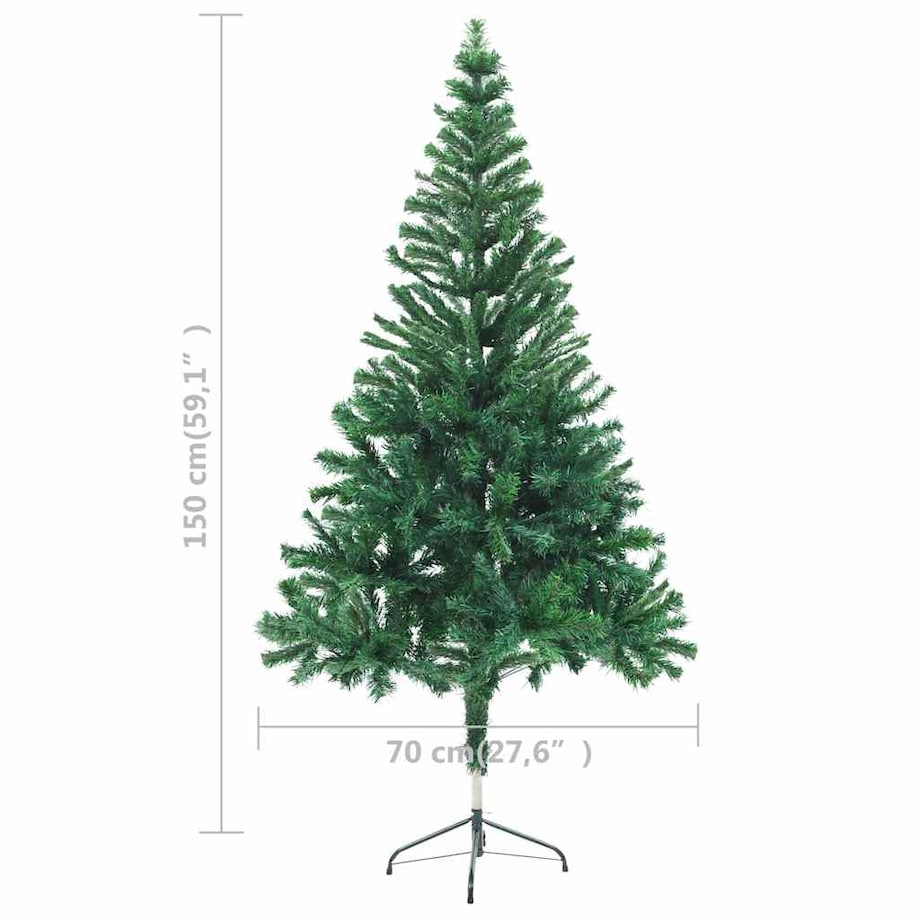 vidaXL Sztuczna choinka z lampkami i bombkami, 150 cm, 380 gałązek