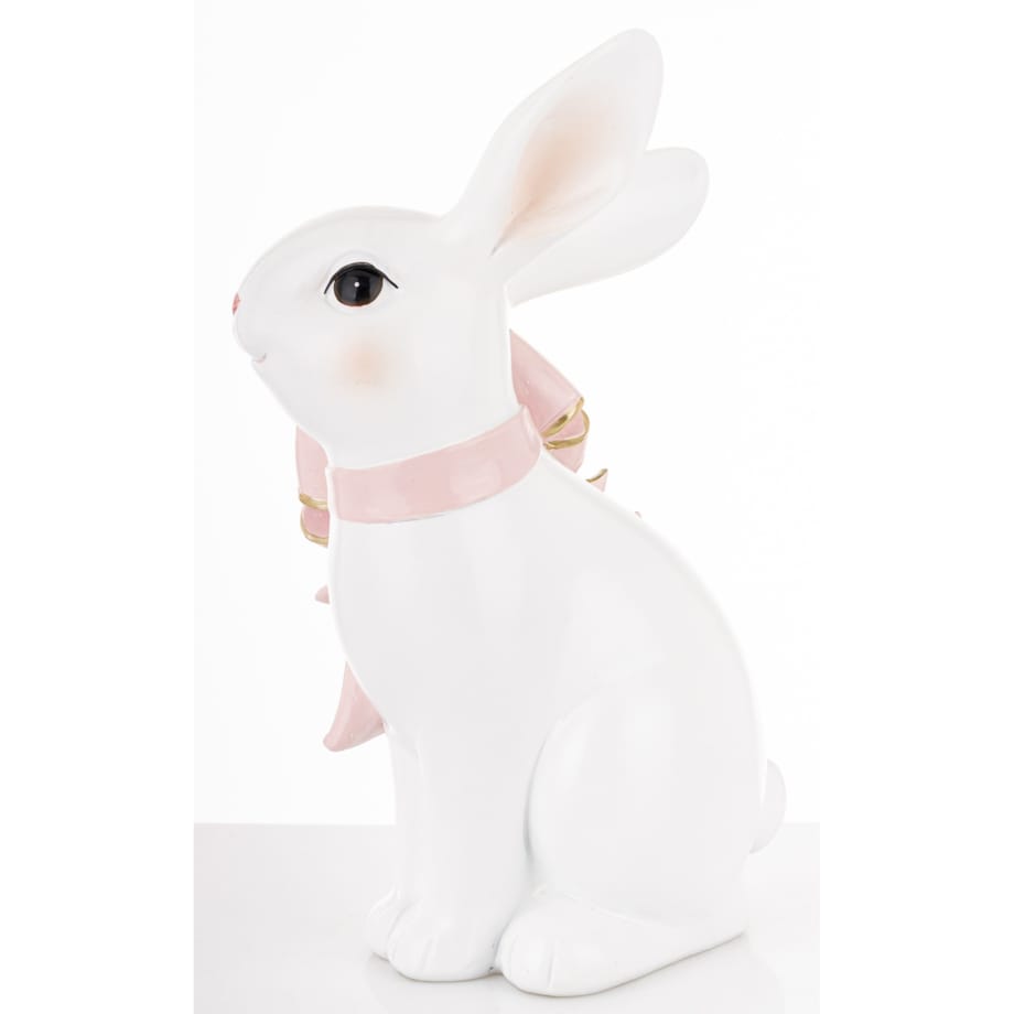 Dekoracja - królik 26x17x11 cm BUNNY-4 z różową kokardką