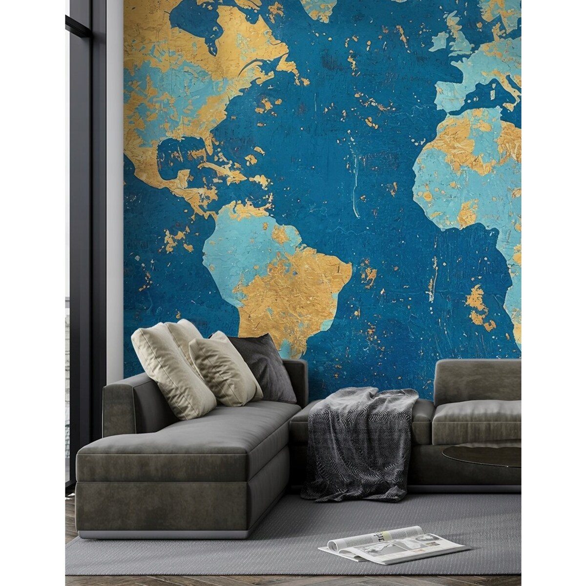 Fototapeta Artystyczna_Mapa_Swiata Do Sypialni Salonu Ścienna 368X254