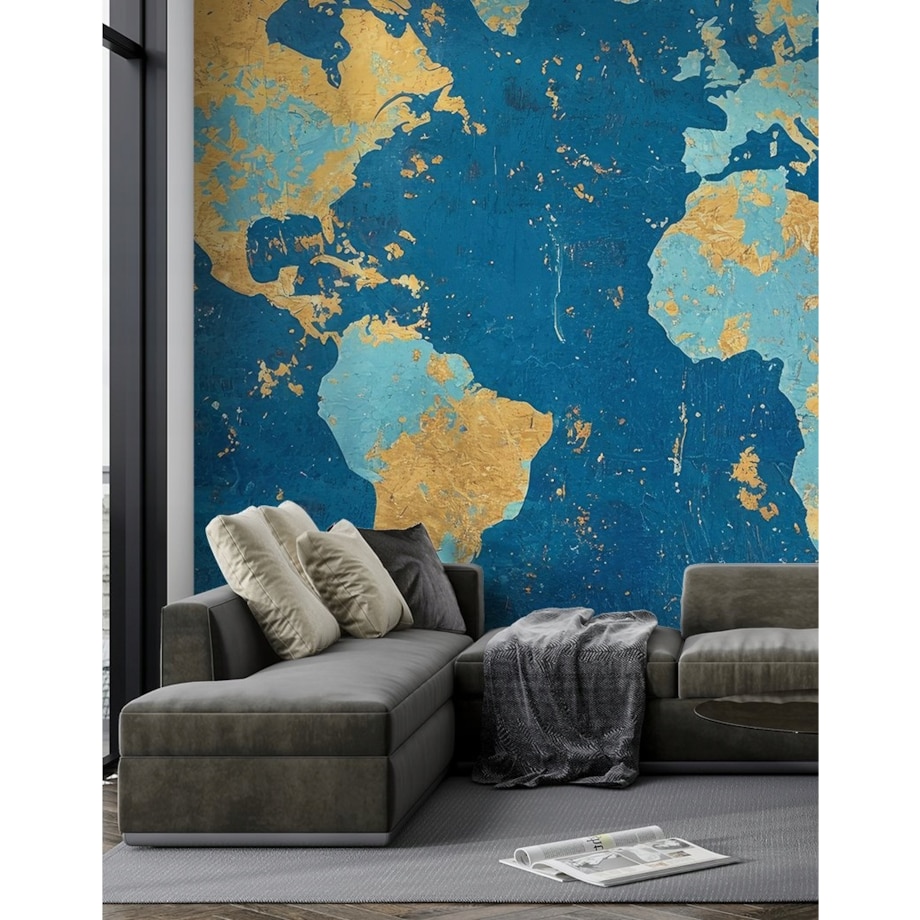 Fototapeta Artystyczna_Mapa_Swiata Do Sypialni Salonu Ścienna 368X254