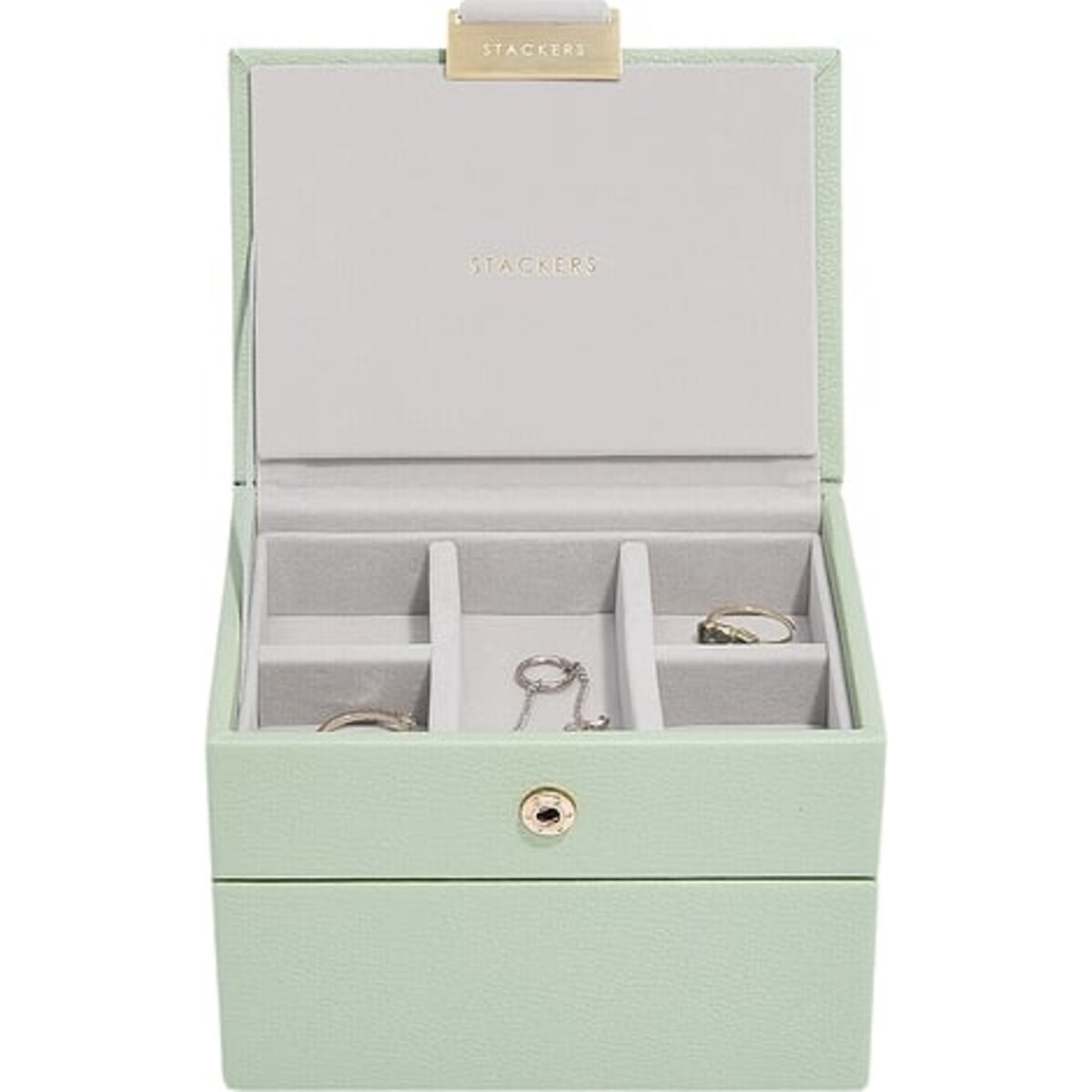 Szkatułka na biżuterię Stackers podwójna micro zieleń szałwiowa