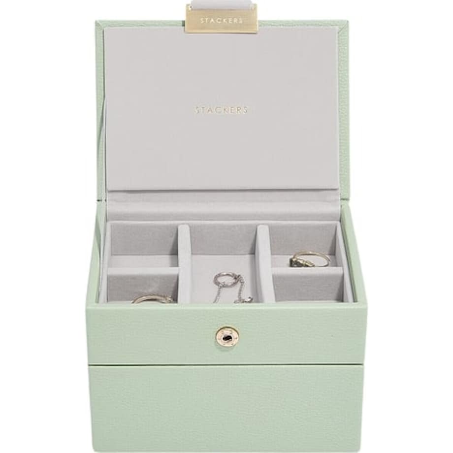 Szkatułka na biżuterię Stackers podwójna micro zieleń szałwiowa