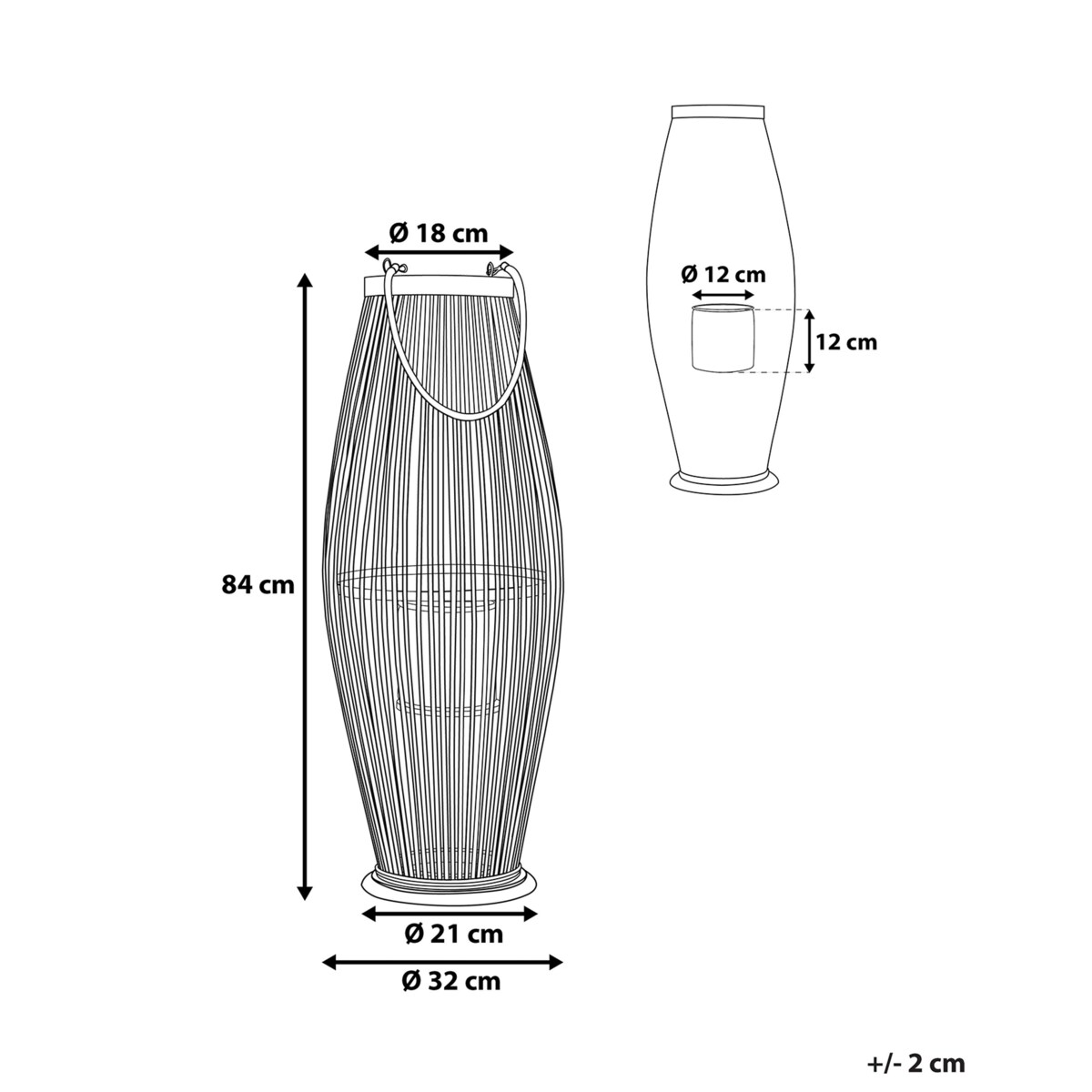 Lampion drewniany 84 cm naturalny TAHITI