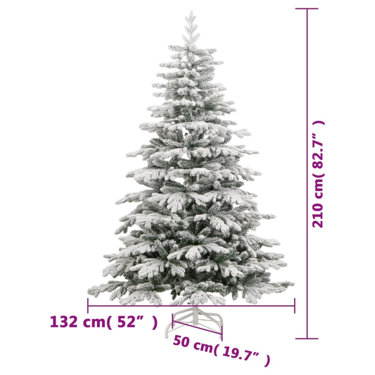 vidaXL Sztuczna choinka zawiasowa, ośnieżona, 210 cm