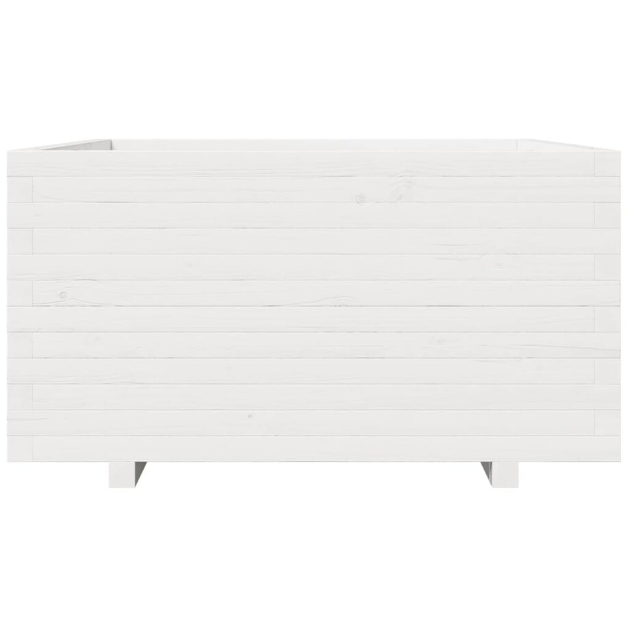 vidaXL Donica ogrodowa, biała, 90x90x49,5 cm, lite drewno sosnowe