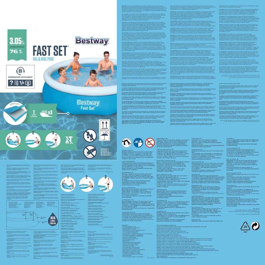 Bestway Nadmuchiwany basen Fast Set, okrągły, 305x76 cm, 57266
