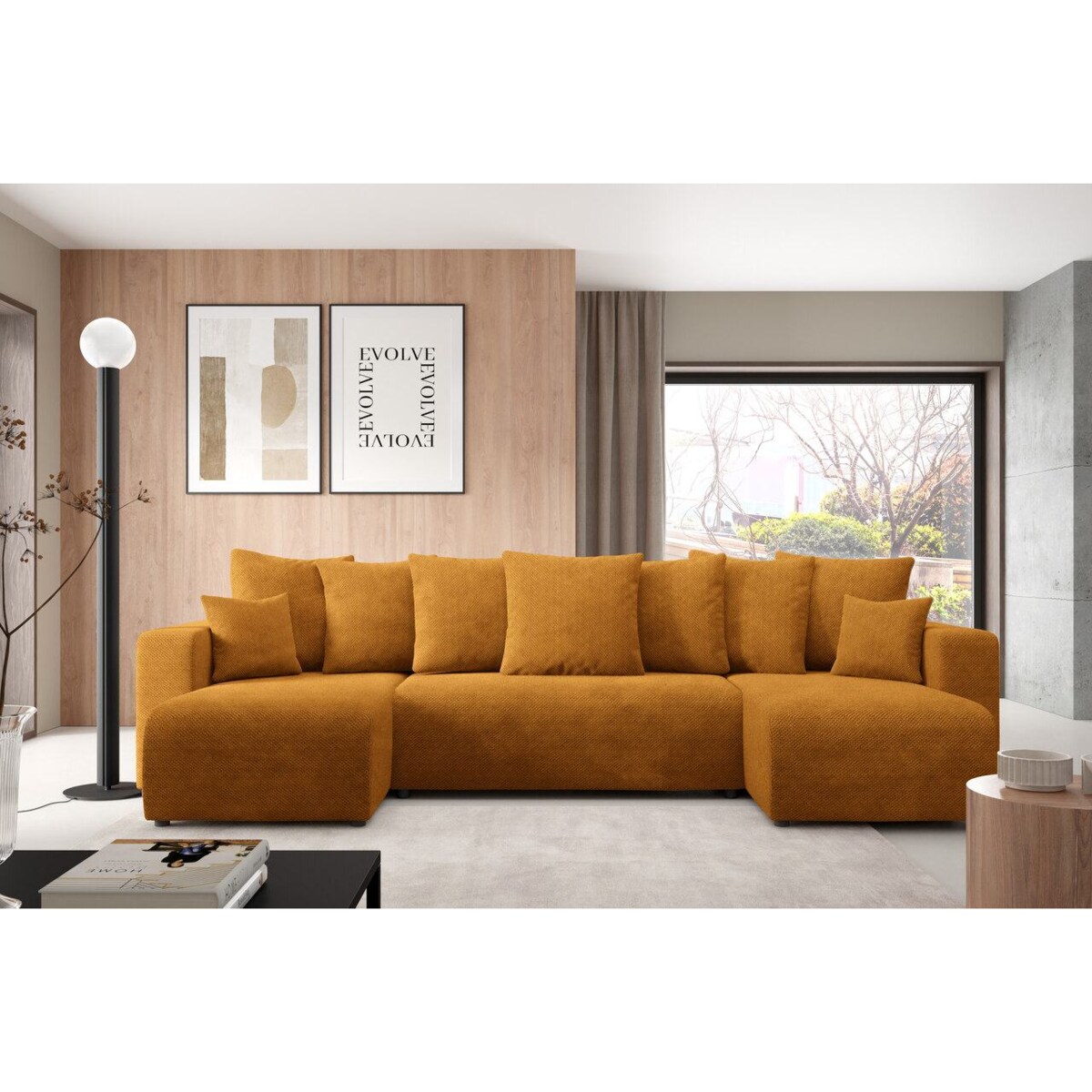 Narożnik EVORA U z pojemnikiem tkanina miękki plusz Kolor: Onega 19