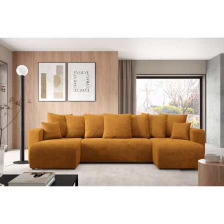 Narożnik EVORA U z pojemnikiem tkanina miękki plusz Kolor: Onega 19