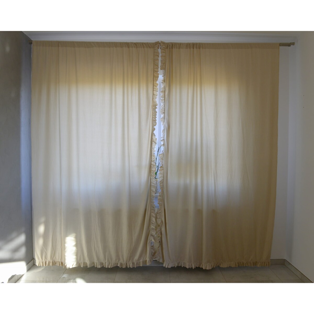 Zasłona Na Okno Okna Z Falbanką Do Salonu Sypialni 150X250 Cm Jasny Beż