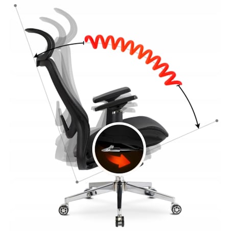 Fotel gamingowy obrotowy ergonomiczny regulowany do biurka czarny LITOS