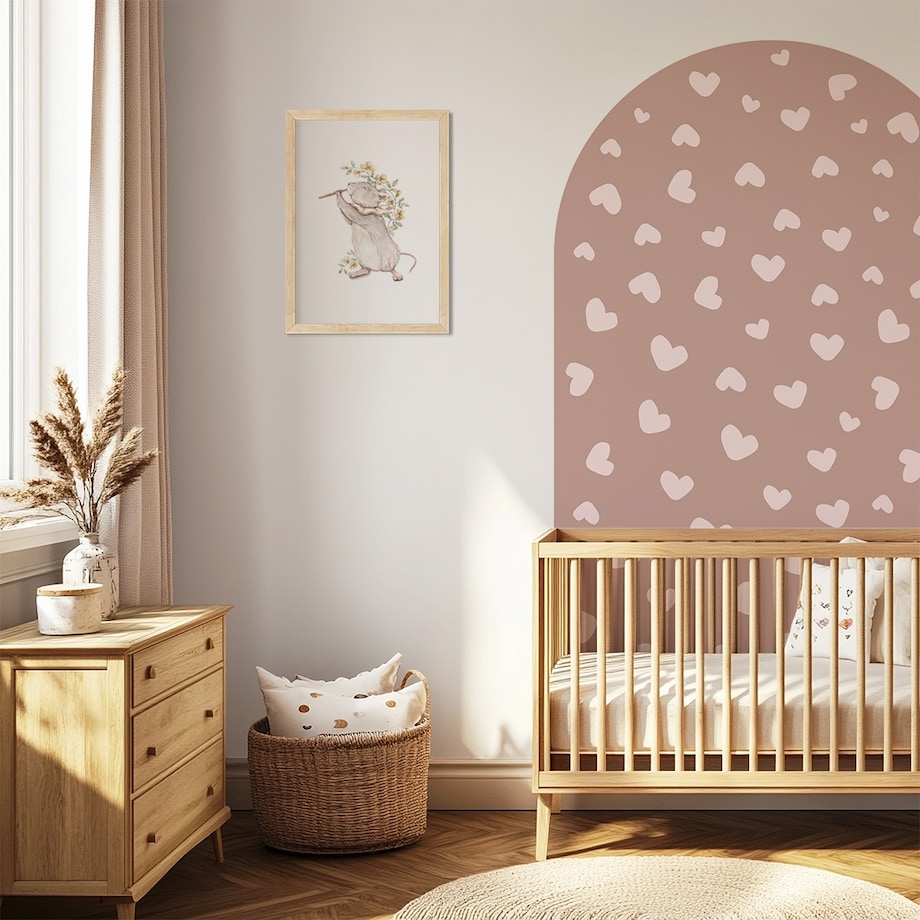 Naklejka na ścianę łuk różowy vintage - serca L