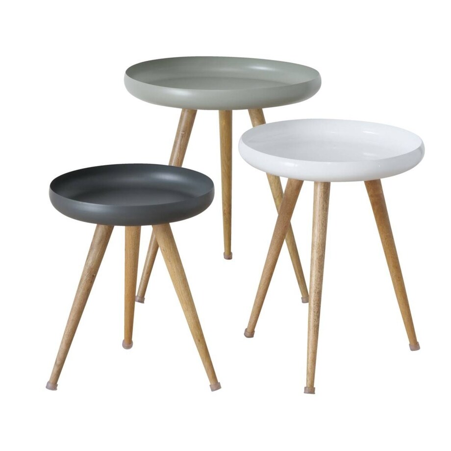 Stolik pomocniczy Masdour, 3 sztuki, drewniane nóżki