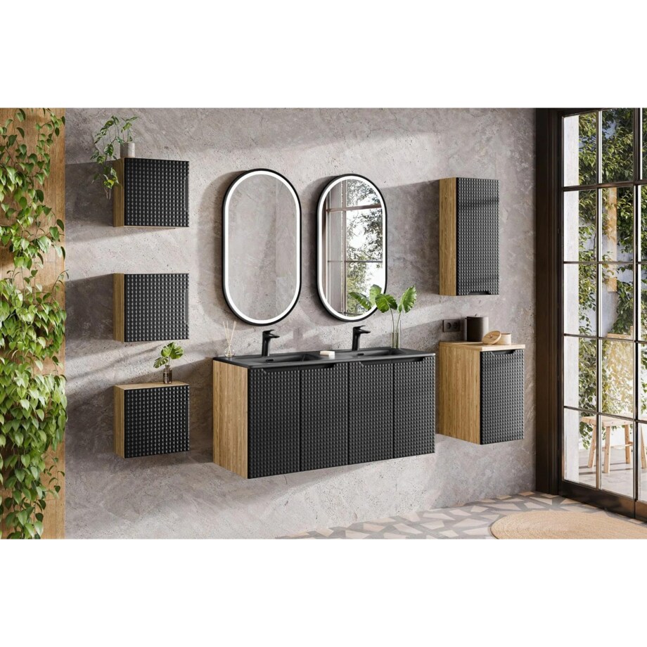 Szafka łazienkowa LUXOR BLACK 83-35-1DQ 35x35cm dąb olejowany/czarna