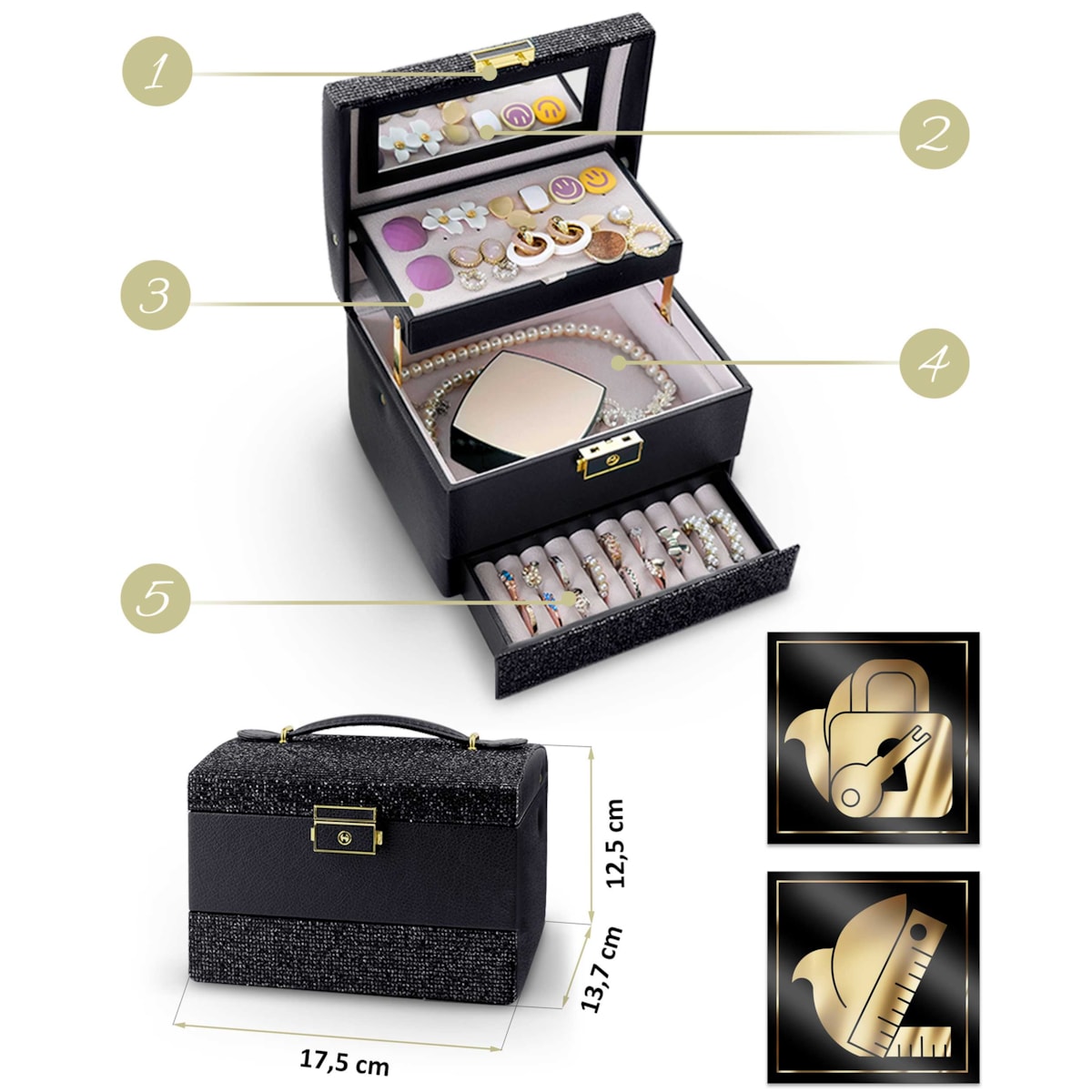 Szkatułka na biżuterię skrzynka pudełko kuferek Massido