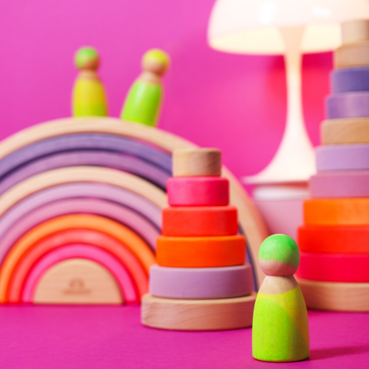 Drewniane figurki Przyjaciele do zabawy dla dzieci 3 szt. Neon Green Grimm's