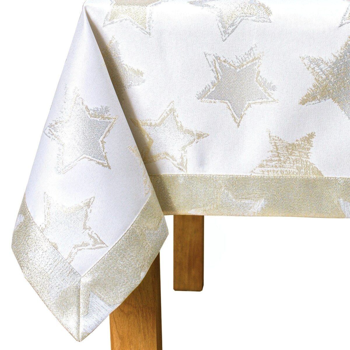 Obrus bożonarodzeniowy Gwiazdki - Srebrno-Złoty Blask - 120x180 cm - wielokolorowy