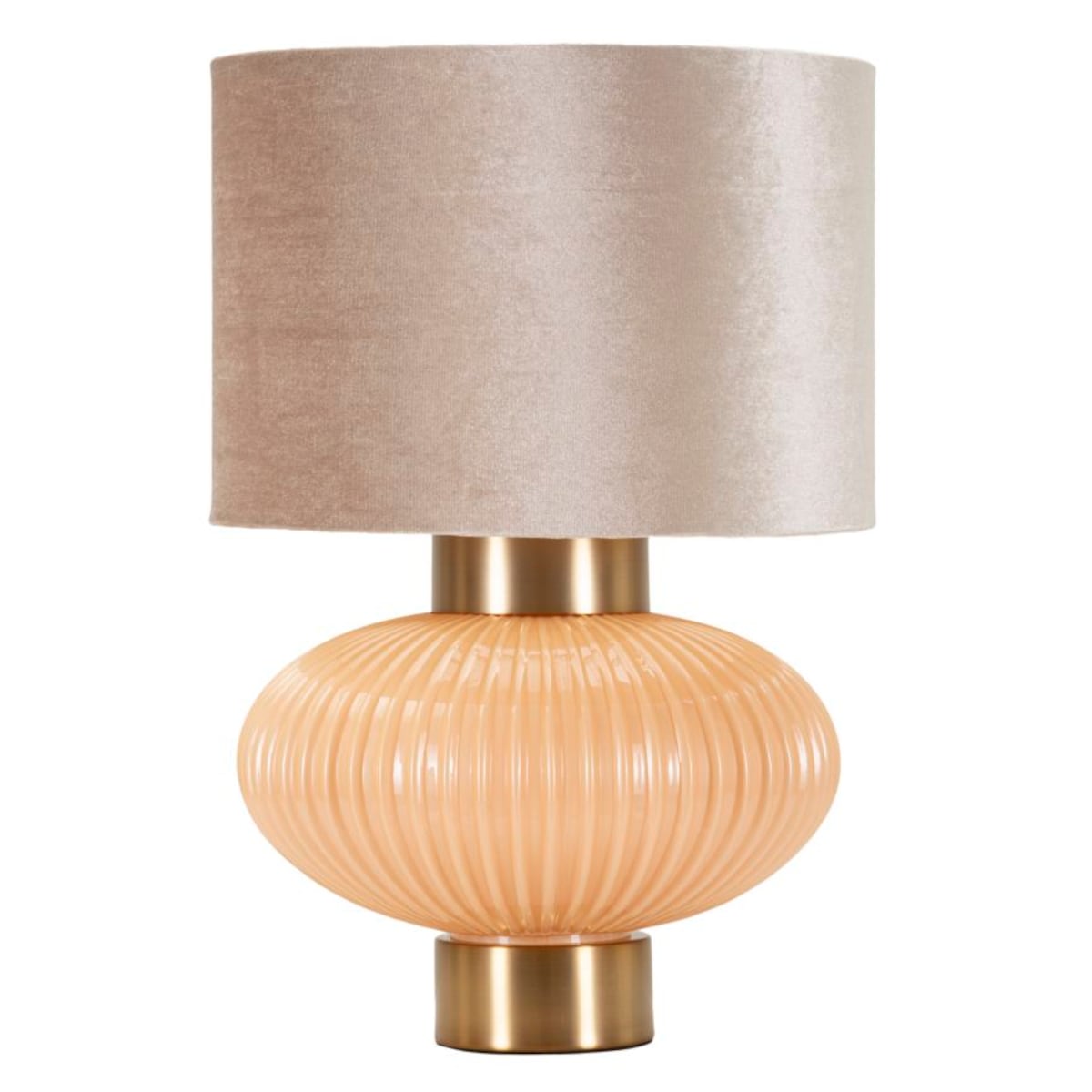 Lampa stołowa Perly, kolor perłowy i złoty, szkło, żelazo i tkanina, 33 x 33 x 49 cm, 1 x E27, styl glamour, do salonu i sypialni, Mauro Ferretti
