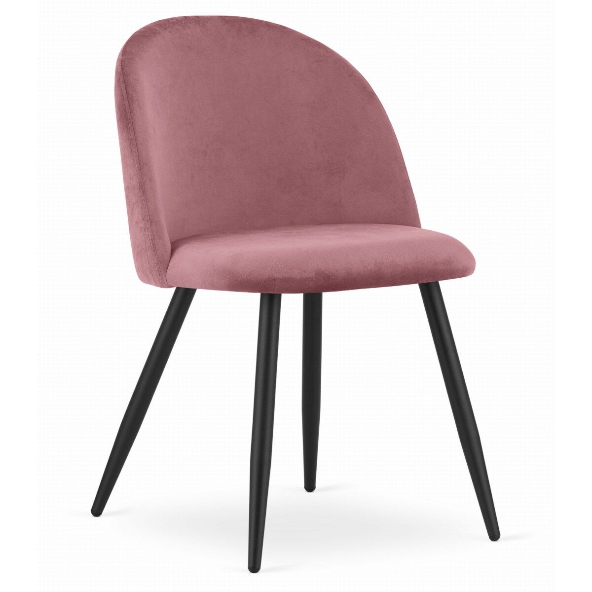 Krzesło Do Jadalni Kuchni Salonu Bello - Aksamit Ciemny Róż / Nogi Czarne X 2