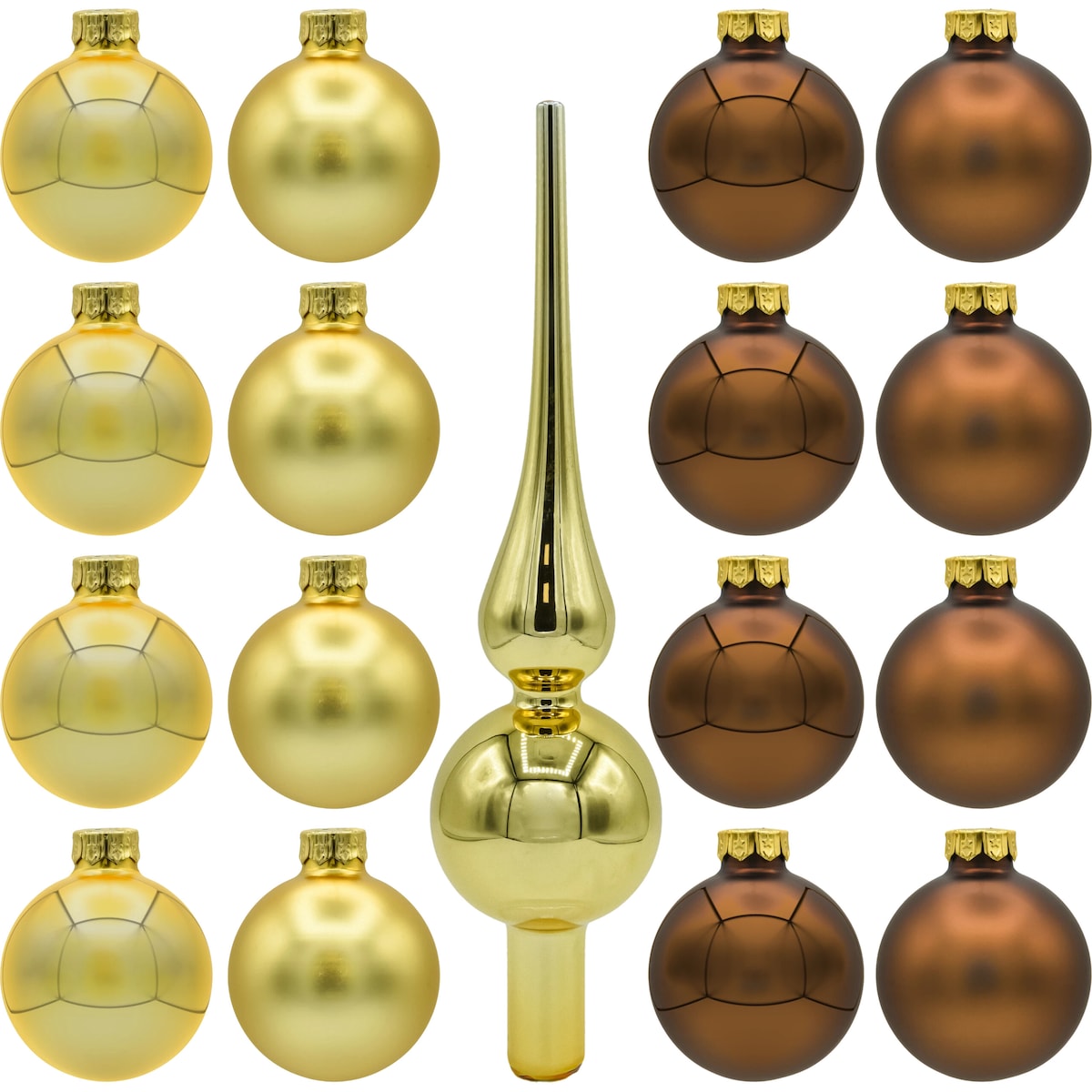 Bombki szklane złoto i brąz: zestaw