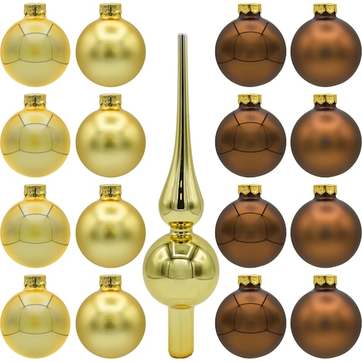Bombki szklane złoto i brąz: zestaw