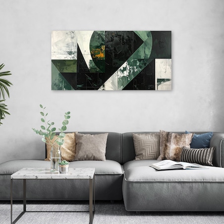 Obraz do salonu sypialni biura kuchni, Abstrakcja kształty zielony szary