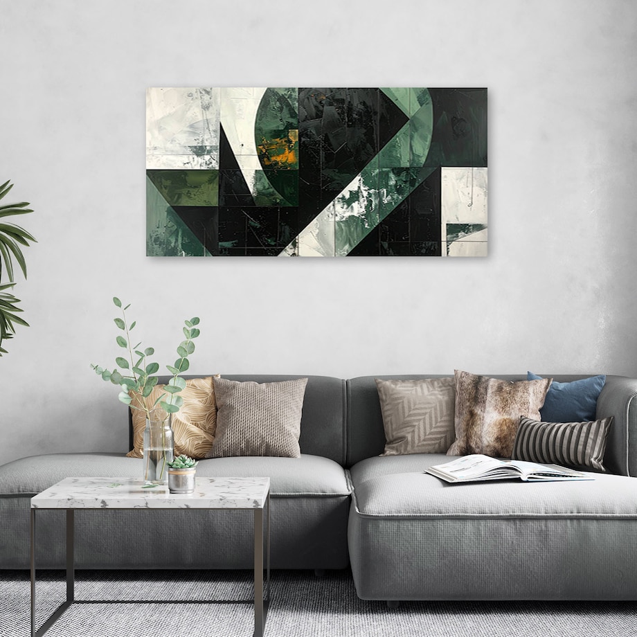 Obraz do salonu sypialni biura kuchni, Abstrakcja kształty zielony szary