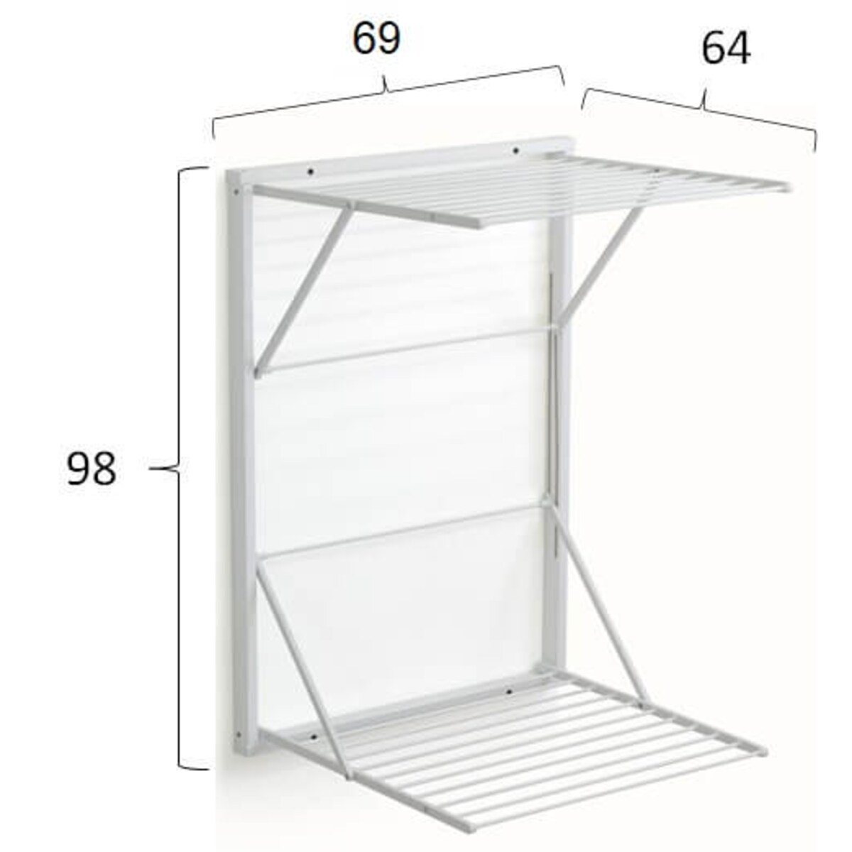 ARREDAMENTI KORAL Naścienna suszarka na pranie - 98 x 69 cm, Biały