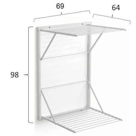 ARREDAMENTI KORAL Naścienna suszarka na pranie - 98 x 69 cm, Biały