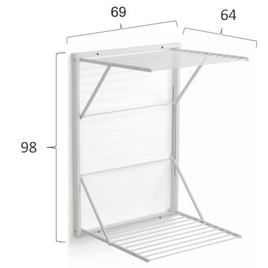 ARREDAMENTI KORAL Naścienna suszarka na pranie - 98 x 69 cm, Biały