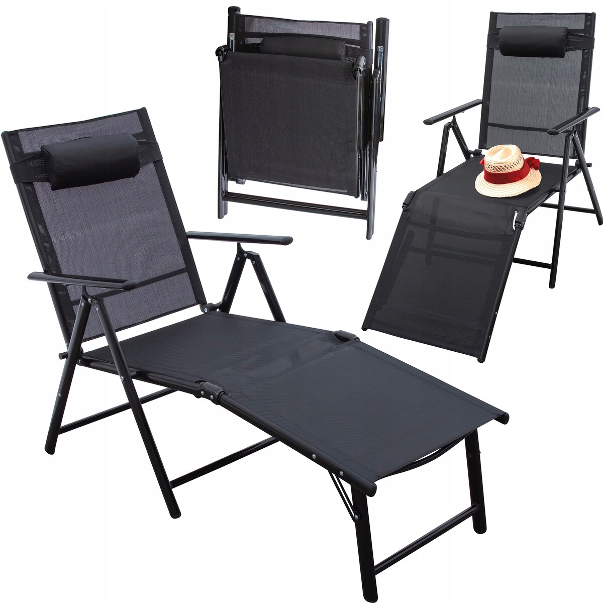 Leżanka ogrodowa aluminiowa z regulowanym oparciem