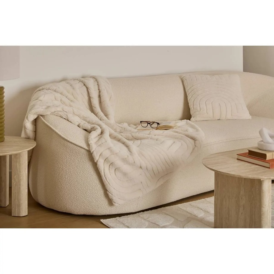 Poduszka pluszowa, futrzana, kremowa, 45x45 cm, Arka