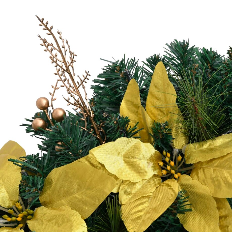 vidaXL Wieniec świąteczny z lampkami LED, zielony, 60 cm, PVC