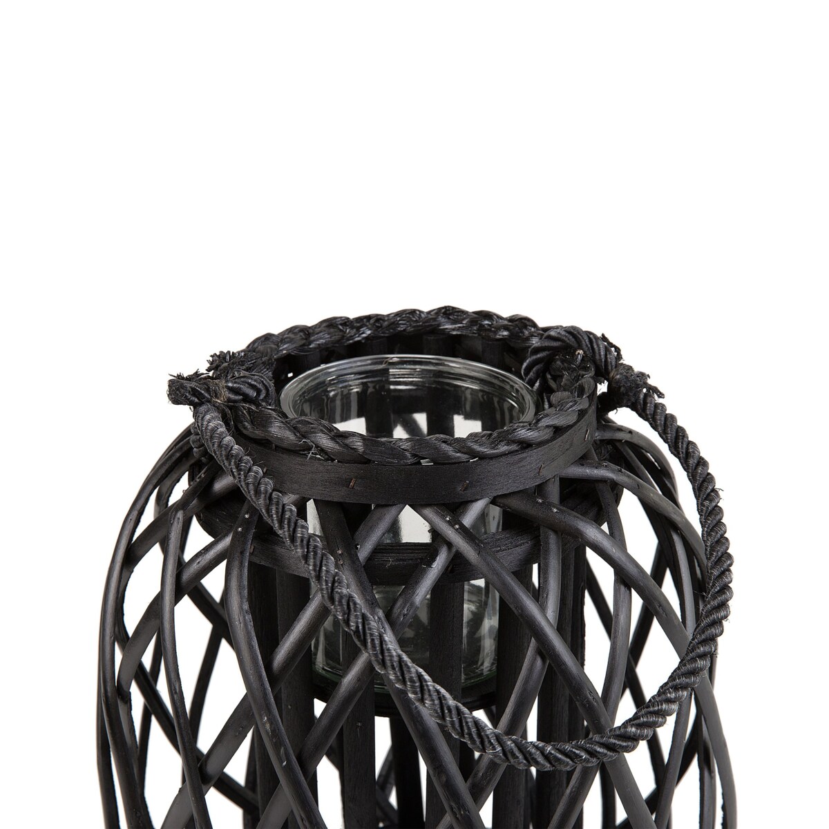 Lampion drewniany 30 cm czarny MAURITIUS