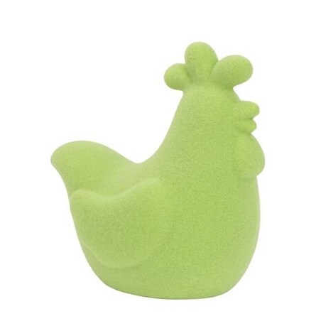 Dekoracja - kura 43x29x43 cm WELUR limonkowa